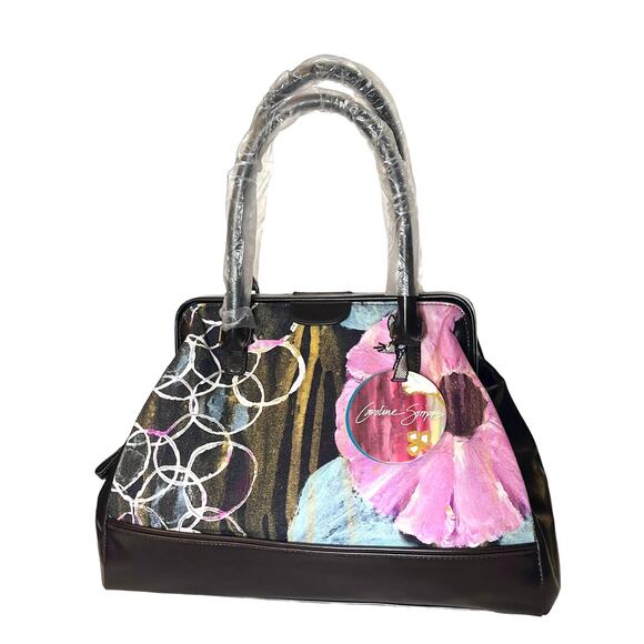 NEW Studio Demdaco Caroline Simas Art HANDBAG Satchel Shoulder Purse Pink Brown - Picture 8 of 8